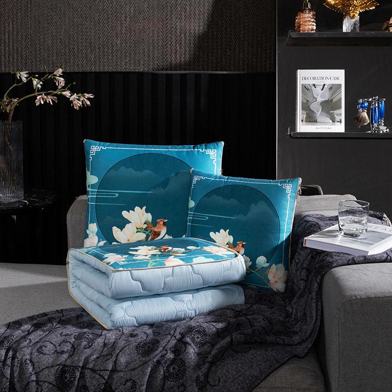 Chinese Style Pillow Quilt Dual-use Car Office Blanket High Quality Cotton Portable Foldable Quilt