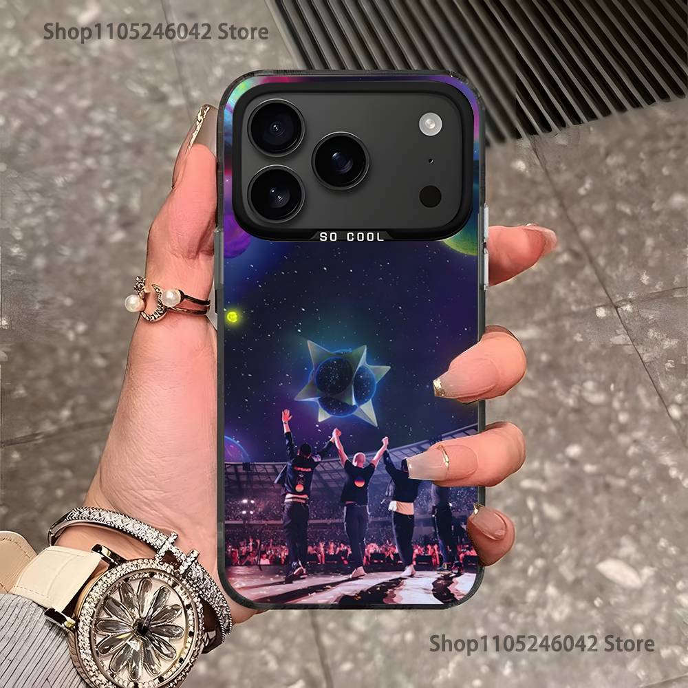 Band C-Coldplay For iPhone 17,16,15,14,13,12,11,Pro,MAX,Plus Black Shockproof Candy Matte Cover