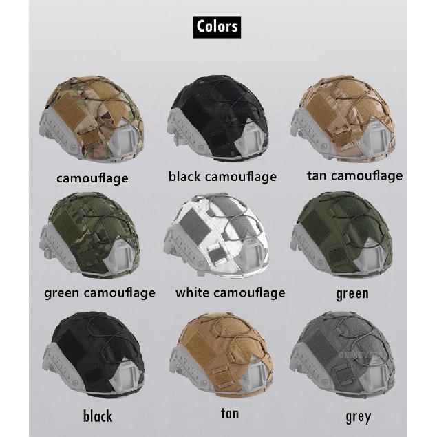 Airsoft Helmüberzug Tarnung Taktisch FAST Helm Stoff Jagd Schießen Helm Zubehör mit Elastischer Kordel Geschwindigkeits Sensoren 6