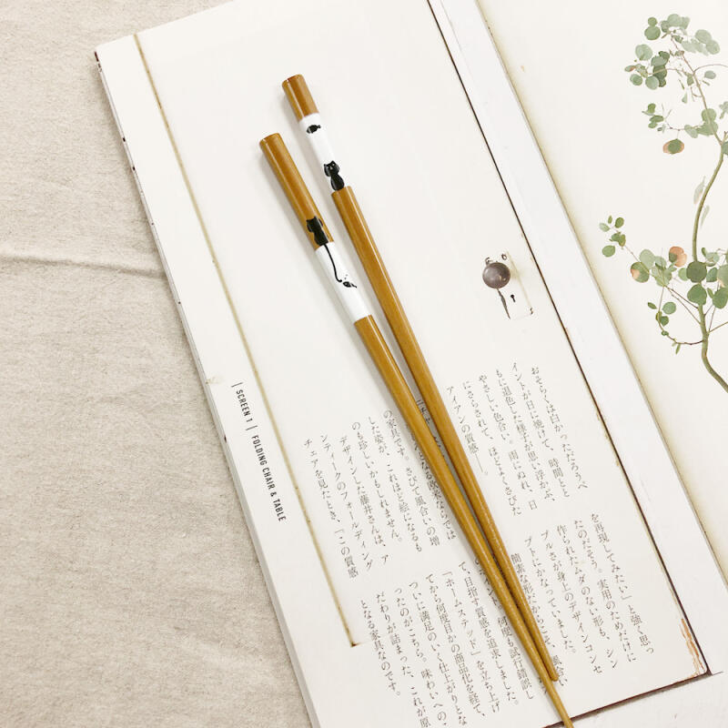 Meow and Fish Dishwasher-safe Natural Wooden Chopsticks
