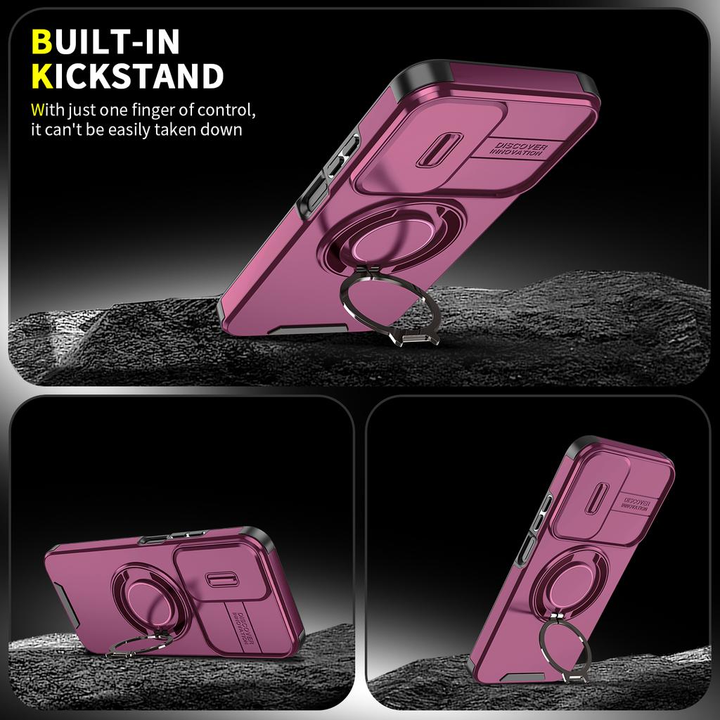 Magnetic Metal Ring Stand Armor Case For Xiaomi Redmi A7 Pro 4G Slide Push Window Lens Protection TPU Plastic Phone Cover Shell