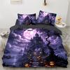 Dark Night Halloween Castle 3D Printed Bedding Set Cozy Soft Duvet Cover Set King Queen Twin Size Halloween Gift Bedroom Decor
