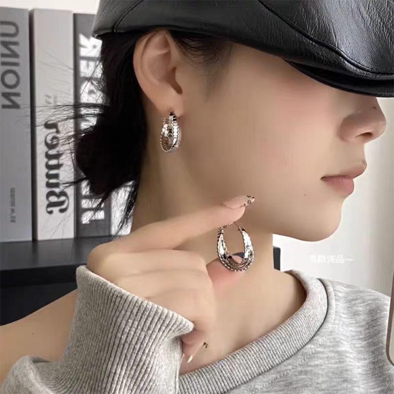 Round Three-Layer Earrings European And American Cross-Border High-End Niche Commuter Cold Style Earrings