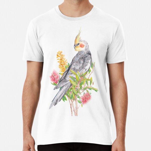 Australian Cockatiel || Floral Bird TShirt Made in Australia Unisex T-Shirt XXL