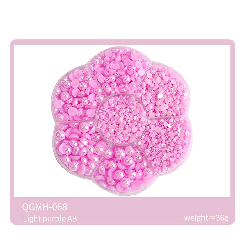 Nail Art Jewelry 7 Grid Plum Blossom Abs Semi-Round Flat Bottom Nail Art Pearl Nail Art Decoration Mixed