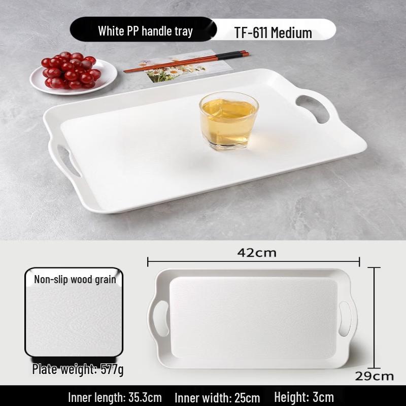 Jingbaodi Commercial White Plastic Serving Tray with Handles