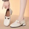3cm All Match T Buckle Shallow Soft Leather Shoes Mary Janes Fall 2025 Women's Square Heels Shoes for Office Mom Work Daily