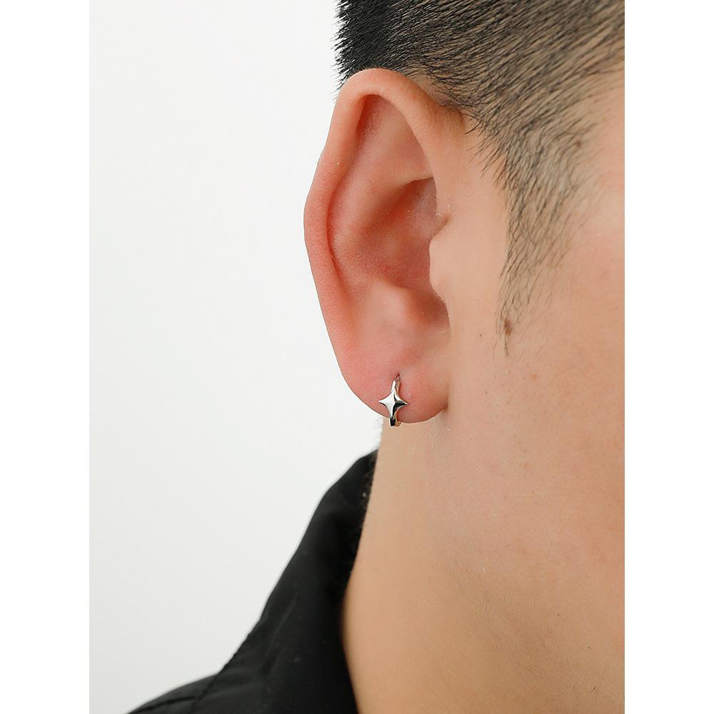 Sterling Silver Geometric Starburst Earrings for Men, Women & Students