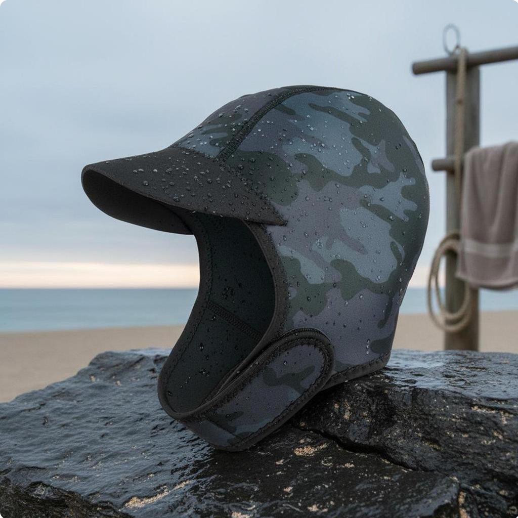 2mm Neoprene Diving Hood Protection Thermal Swim Cap with Visor Wetsuit Chin Strap for