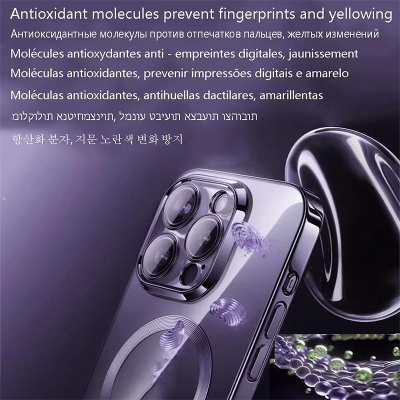 Luxury Plating Magnet Cover For Magsafe Case Iphone 16 15 14 Plus 17 Air 11 12 13 11 Pro Max Apple Logo Magnifier Camera Protect