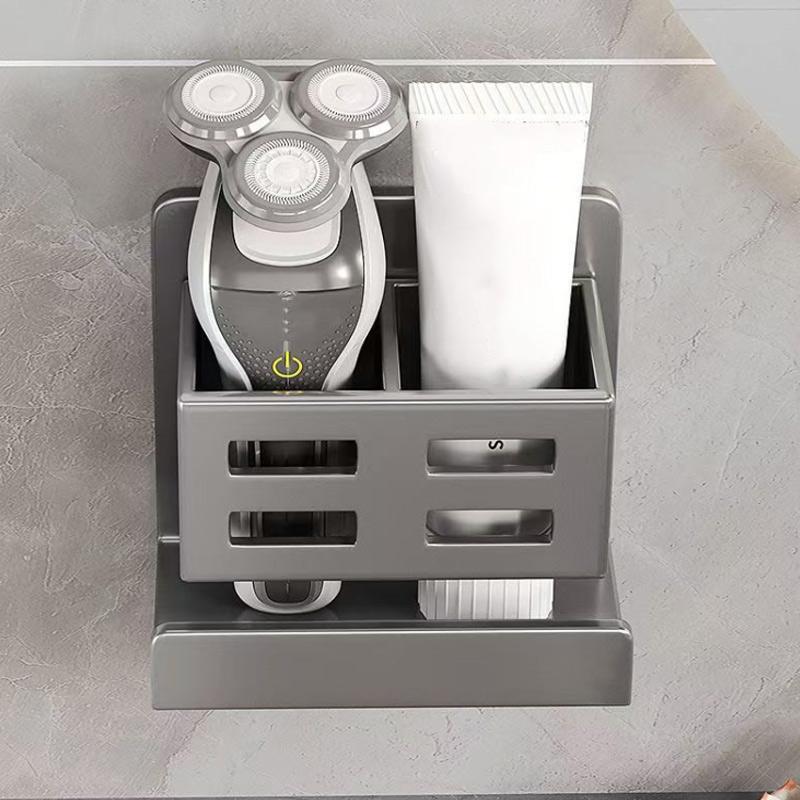 Hole-free Multifunctional Washbasin Toothbrush Holder Box Bathroom Razor Hair Comb Organizer Storage Rack Wall-Mounted