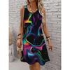 Printed Fashionable Casual Elegant Breathable Round Neck Vest Dress New Style Women's Casual Skirt Vacation Women's Sleeveless Midi Dress