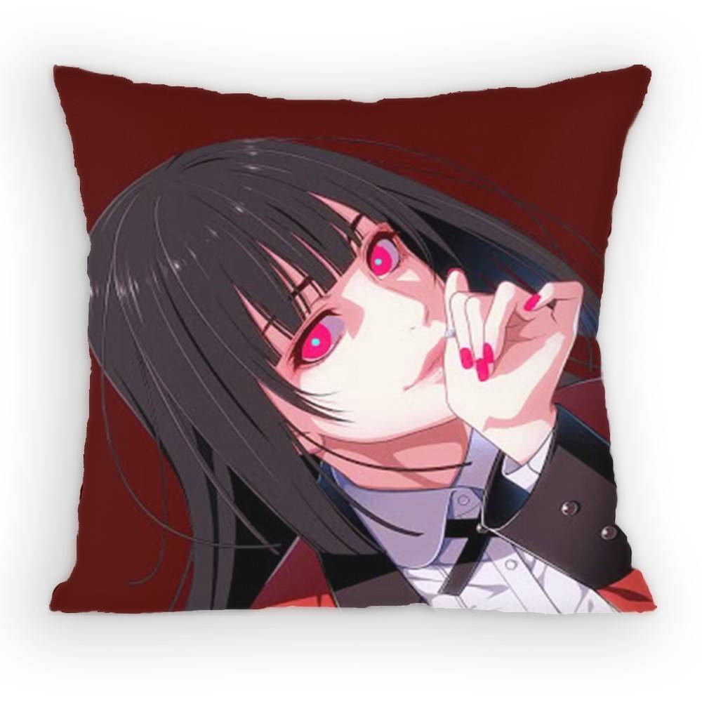 Anime KKakegurui Pillow Case Antidustmite Pillowcase Invisible zipper silky short plush Sofa cushion cover
