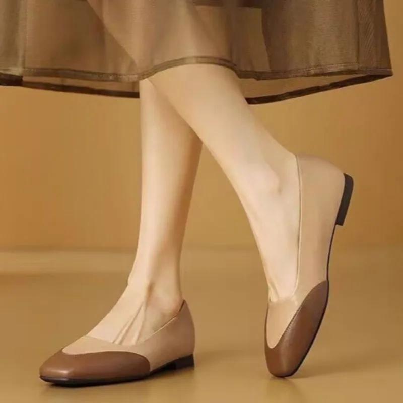 Mode Damen Flats Designer Eckige Zehenpartie Flacher Ausschnitt Einzelne Schuhe Leichtes PU-Leder Freizeitschuhe für Damen Slipper Loafers Ballerinas