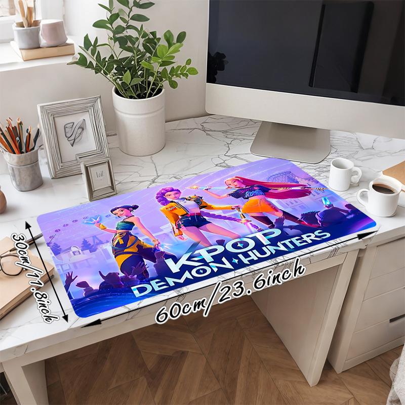 1Pc Kpop Demon Hunters Gaming Mouse Pad Keyboard Desk Mat Non-slip Rubber Lock Edge Waterproof Computer Mousepad for Office Home Decor Y1182