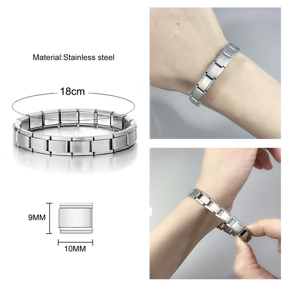 Braccialetti Charm Italiani Fai da Te Catena di Base Bracciale in Acciaio Inossidabile Moduli Assemblati Versatili Regalo Ideale 9mm Universale Dropshipping