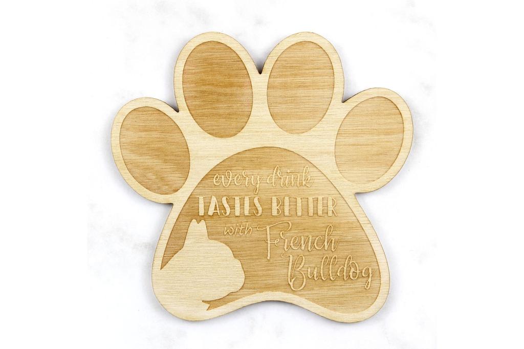 French Bulldog, Frenchie - Mug coaster, engraved coaster with dog, gift for dog lover by Art-Dog brand
