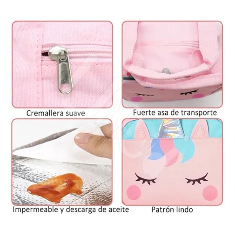 Kinder Lunchtasche Kindergarten Schüler Cartoon Tragbar Isolierte Thermische Lunchbox Tasche Rosa