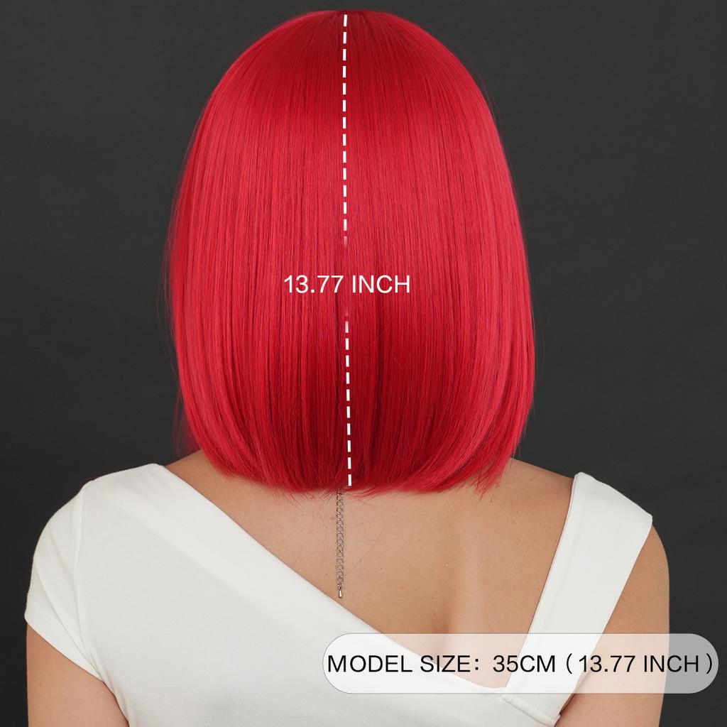 Red Bob Wig for Women - Side Part Bangs Short Hair, Halloween Easter Exaggerated Street Style Full Cap Wig, Multiple Red Options Available