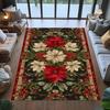 Christmas Poinsettia Rug,red Cream Floral Holiday Rug,christmas Rug,vintage Festive Decor Rug,winter Living Room Rug,xmas Rug
