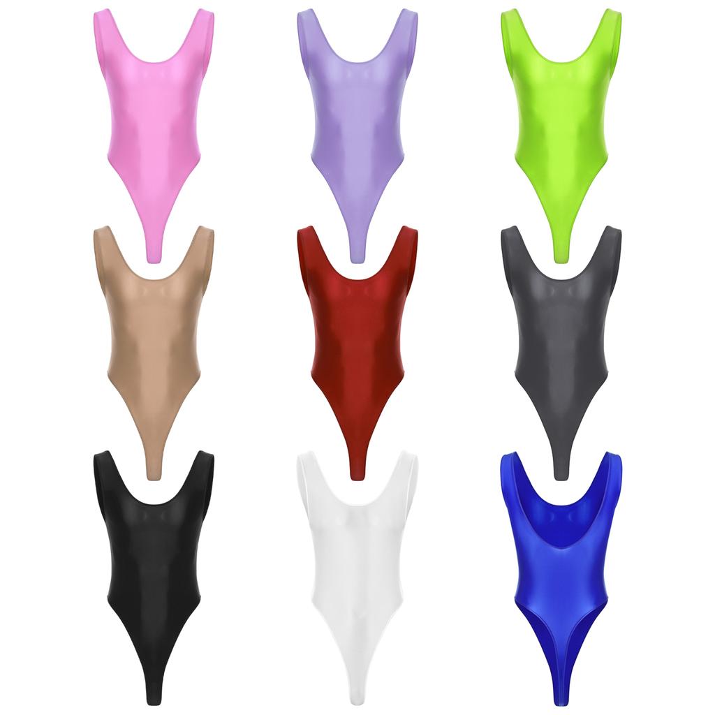 Mens Glossy Backless Bodysuit Leotard Underwear One-piece Swimsuit for Yoga Sports Fitness Swimming Clothes