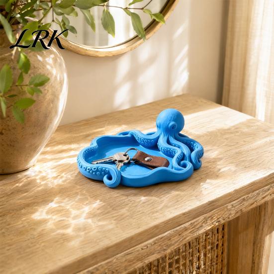 Octopus Shaped Jewelry Holder 3D Printed Tray, Ocean Animal Earrings Necklace Ring Small Accessory Dish Decorative Keys Trinkets Organizer Tray