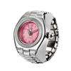 Stylish Alloy Silver Shell Ring Watch with Large & Small Numbers for Men & Women