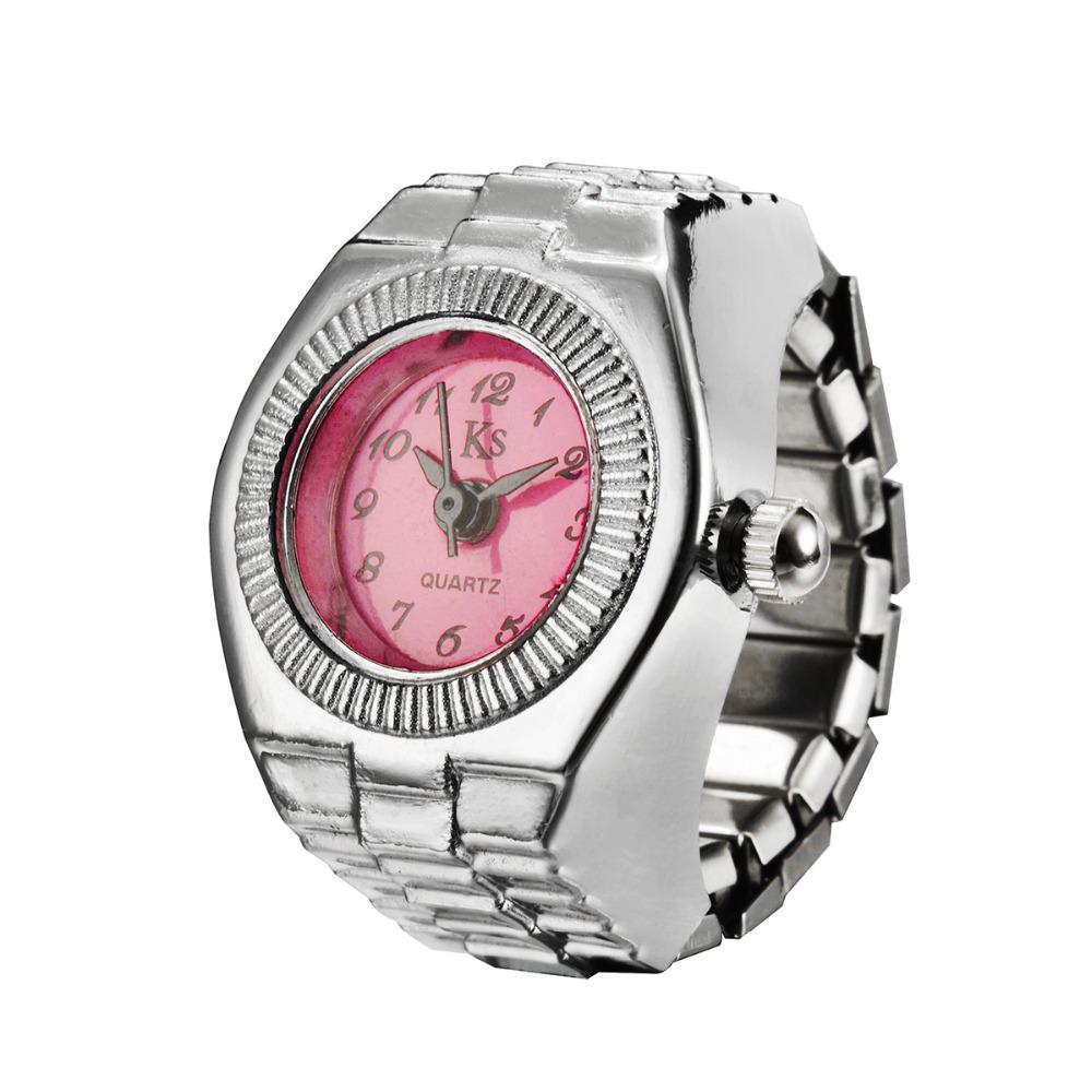 Stylish Alloy Silver Shell Ring Watch with Large & Small Numbers for Men & Women