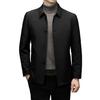 FJSSLHXK Collared Down Business Single Suitable for Senior Men's Jacket, Outerwear, Fold-Over Collar, Button, Men, Commuting, Autumn/Winter, Black,