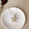 Seaside Stroll Green Flower Pearl Beaded Necklace: Elegant Summer Layered Clavicle Accessory for Women