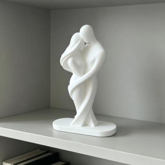 3D Geprint Koppel Beeldje Romantisch Abstract Knuffelende Geliefde Standbeeld Jubileum Bruiloft Cadeau voor Woonkamer Kantoor Planken Decoratie