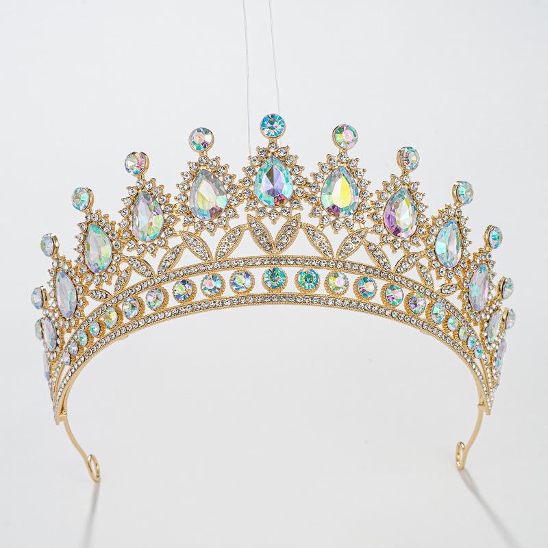 European & American Bride Rhinestone Crown Headband - Baroque Wedding & Evening Hair Accessory