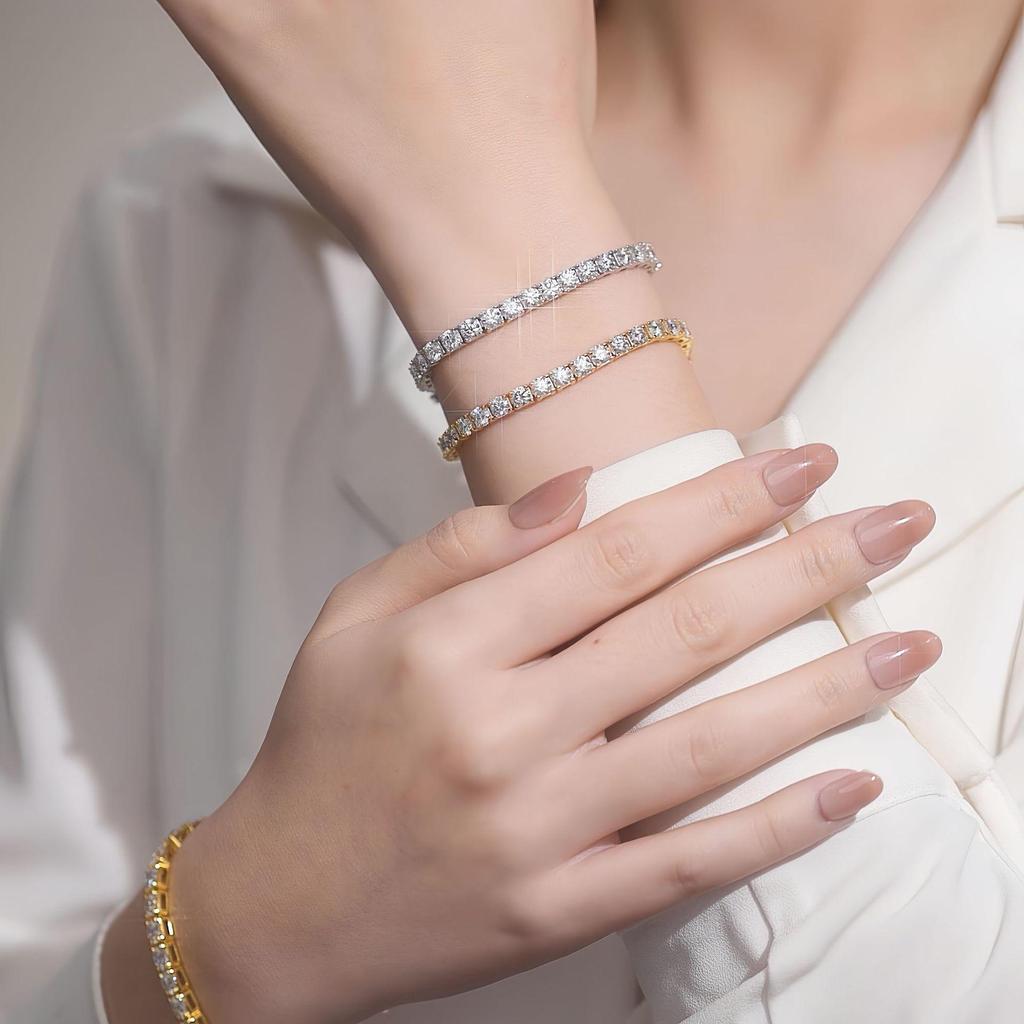 Unisex Full Diamond Zircon Crystal Tennis Bracelet - Versatile Bling Gift Jewelry