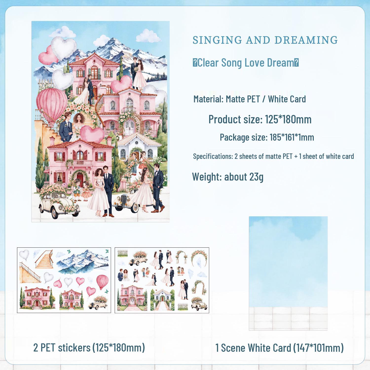 

ZABC Frosty PET White Scenery Stickers: 3 Sheets - Clear Wind Series, Die-Cut Journal Base