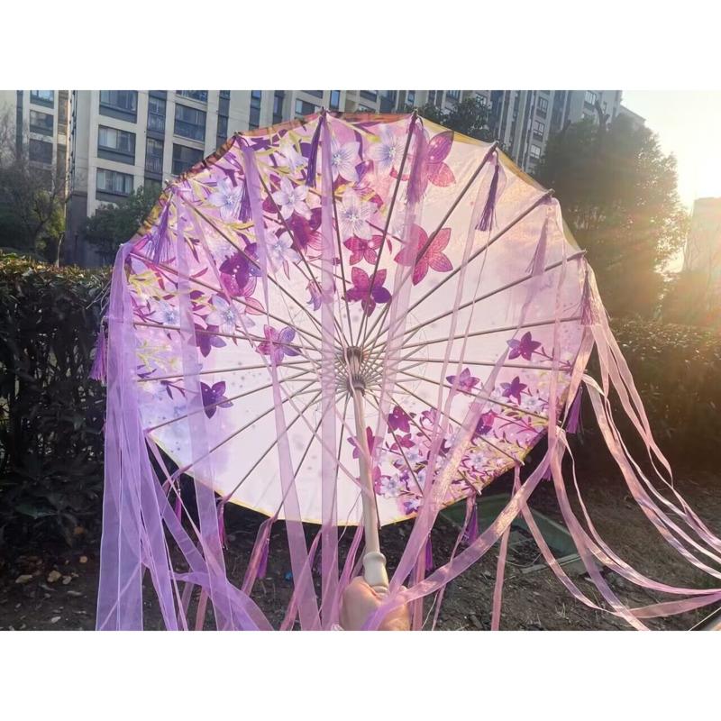 Hanfu Quaste Lila Lavendel Anime Regenschirm Winddicht Für Strand Tanz Cosplay Ölpapier Regenschirm Sonnenschirm El Principito