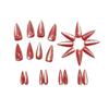 Almond-Shaped Wine Red Cat Eye Press-On Nails - 24-Piece Set