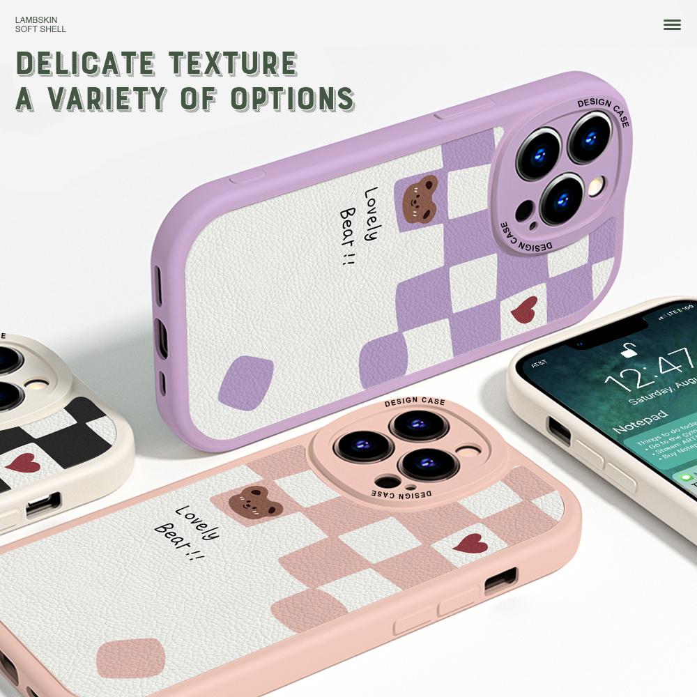 Krásný Kreslený Medvídek PU Kožený Kryt na Telefon pro Infinix VIVO OPPO Reno Realme Huawei Nova Honor Smartphone Pouzdro Pouzdra