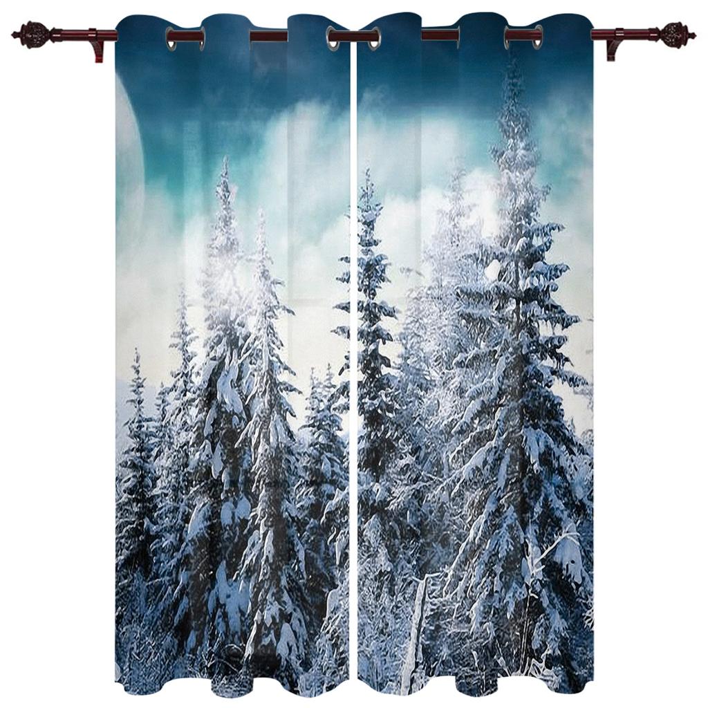 Borovicový les Sněhové vločky Okna Závěsy Obývací pokoj Luxusní dekorace Vánoční závěsy Ložnice Závěsy do kuchyně