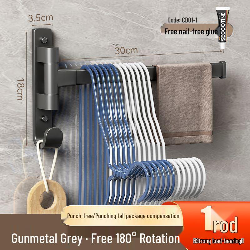Rotating Wall-Mounted Towel & Clothes Rack with Suction Cup Installation