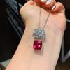 Jewelry Simulation Red Glass Necklace Stud Earrings Set Flower-Shaped Creative Full Diamond Luxury Set 10 * 10