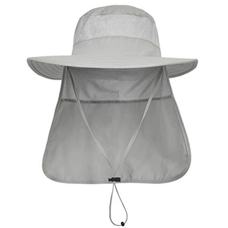 Men'S Sun Protection Hunting Hat Wide Brim Fishing Hiking Hat With Neck Guard Brim Suitable For Garden Work