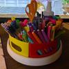 12-Inch Rotatable 9-Grid Pen and Brush Holder for Home or Office.