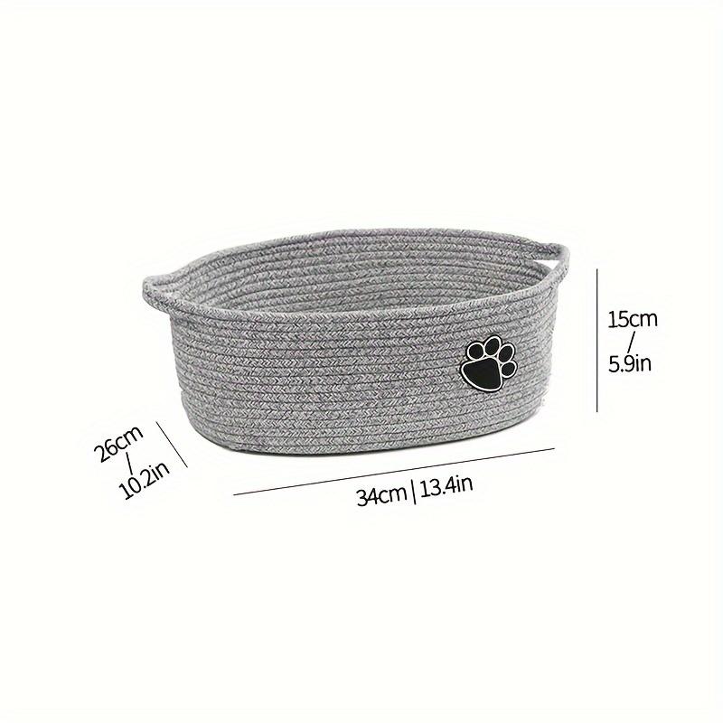 Modern Rope Storage Basket with Sturdy Handles Oval Decorative Organizer for Home, Office, Bedroom Durable Fabric, Neutral Beige Black Design
