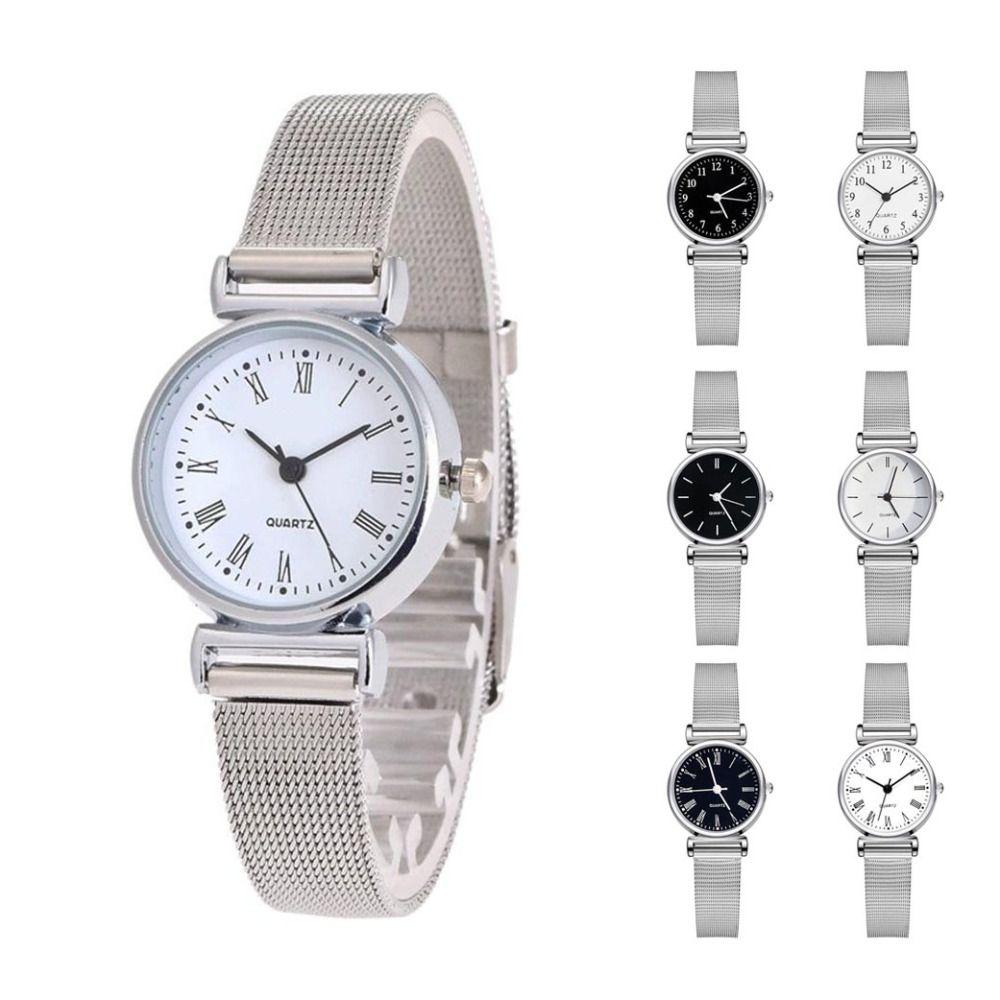 Fashion Round Watches Adjustable Strap Mesh Belt Wristwatches Luxury Quartz Watch Gifts