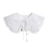 White Lace Edge Shawlette with Bow Tie and Collar for Sun Protection