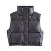 Autumn Winter Jacket Coat Women's Imitation Leather Short Pure Color Cotton Vest