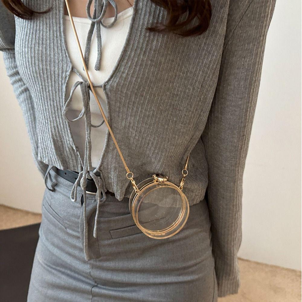Gold Lock Buckle Transparent Shoulder Bag with Chain Strap Small Clutch Purse  Summer Season