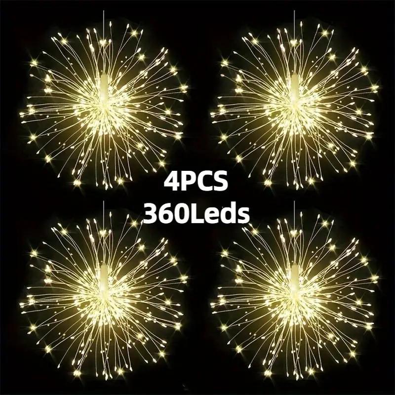 Solar-Powered Dandelion Firework LED Lights with Remote Control for Camping