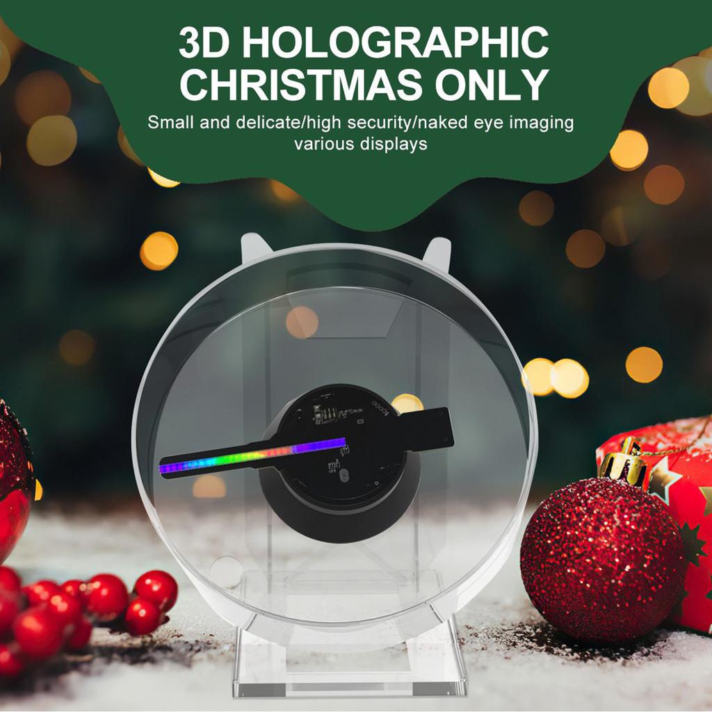 Mini 3D Holographic Advertising Light Desktop LED Holographic Projector Fan Screen Hologram Picture Video Display Device 12*10.4*8.8cm