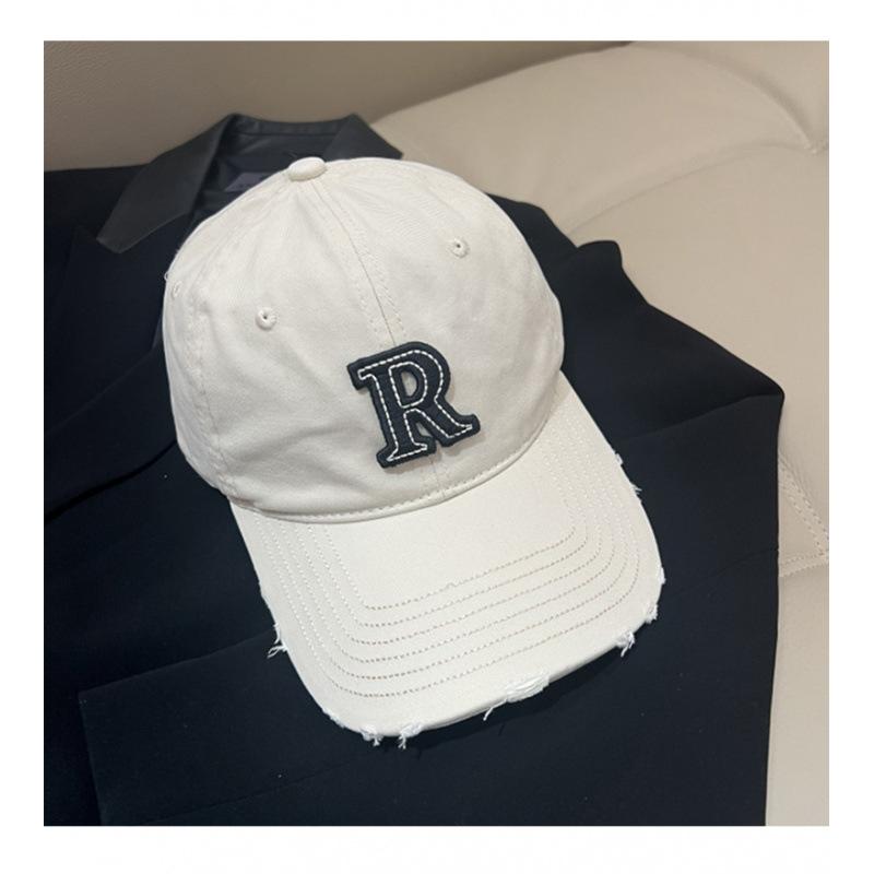 Fashion Versatile R Letter Baseball Cap Women'S Sunscreen Show Face Small Spring And Autumn Sun Hat Sports Travel Men